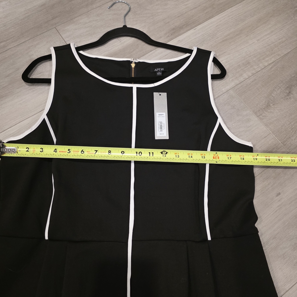 APT. 9 Black Sleeveless Dress White Trim XL Classic Work Office Shift Dress NWT - Picture 7 of 8